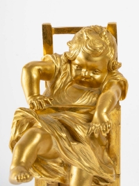 Paire de Petites statues en bronze doré fin XIXème siècle