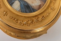 Coffret cristal et bronze, peinture sur ivoire, 19e siècle Napoléon III