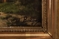 Huile sur panneau ,19eme siecle signée BERGA