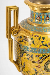 Paire de vases pompéien, Barbedienne A. H. Constant Sevin , XIXème