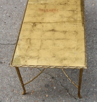 1950/70&#039; Table Basse en Bronze Doré Décor Palmier Maison Charles 112 X 48 cm