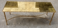 1950/70&#039; Table Basse en Bronze Doré Décor Palmier Maison Charles 112 X 48 cm