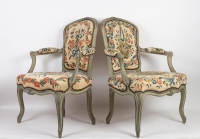 A Louis XV period (1724 - 1754) Pair of armchairs.