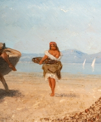Frank William Warwick Topham (1838-1924) - Capri Pêcheurs au repos huile sur panneau vers 1863