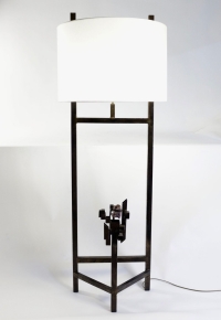 Modernist Floor Lamp, Steel, Amethyst, 1980