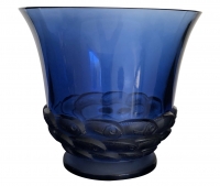 Vase &quot;Monaco&quot; verre bleu saphir de René LALIQUE