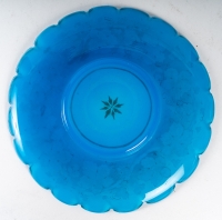 Service à eau en opaline bleu fin XIXème siècle