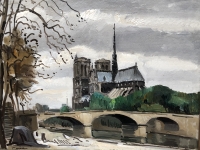CERIA Edmond Peinture XXè Siècle Paris Notre Dame Art Moderne Huile Sur Panneau Signée Certificat d’authenticité.
