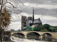 CERIA Edmond Peinture XXè Siècle Paris Notre Dame Art Moderne Huile Sur Panneau Signée Certificat d’authenticité.