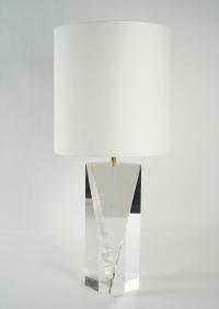 1970s Prism Shaped Plexiglas Lamp