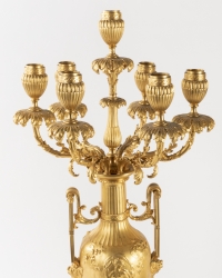 A Pair of 19th Century Louis XVI St. Ormulu and Marble Candelabras.