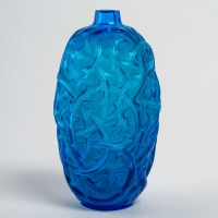 Vase &quot;Ronces&quot; verre bleu électrique de René LALIQUE