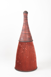 Bouteille strie par Emmanuel Peccatte ( 1974 - 2015 ) - céramique contemporaine
