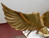 1970′ Lampe A L’Aigle Avec Ailes Déployées En Bronze Ornées De Mica Violet Style Duval Brasseur Éclairante Signée Isabel