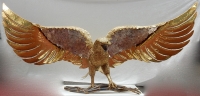 1970′ Lampe A L’Aigle Avec Ailes Déployées En Bronze Ornées De Mica Violet Style Duval Brasseur Éclairante Signée Isabel