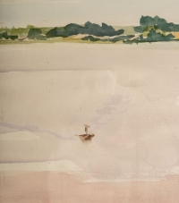 Aquarelle sur papier de Luez &quot;La côte d&#039;Ivoire&quot;, encadrée sous verre, XXème siècle