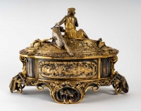 Boîte en bronze doré et argenté, XIXème siècle