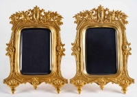 Paire de cadres photo en bronze doré fin XIXème siècle