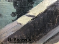 BARNOIN Henri tableau 20ème siècle &quot;Concarneau (Bretagne) Le marché&quot; Peinture huile sur toile signée