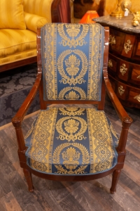 Quatre fauteuils en acajou époque Directoire estampillés Georges Jacob reçu Maître en 1765