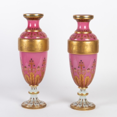 Paire de vases en opaline Napoléon III 19e siècle||||||||||