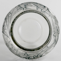 Vase « Hirondelles » verre blanc patiné bleu de René LALIQUE