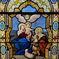 Vitrail Vierge à l&#039;enfant Jésus et Saint Jean-Baptiste Atelier LORIN