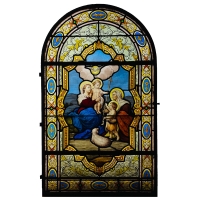 Vitrail Vierge à l&#039;enfant Jésus et Saint Jean-Baptiste Atelier LORIN