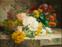 Eugène Henri Cauchois (1850 - 1911): Chrysanthemums.