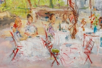 Serge Belloni  1925-2005 « Le peintre de Paris » - Montmartre Chez Plumeau  huile sur panneau vers 1980