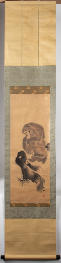 Mori Sosen - Painting of Two Monkeys, Kakemono - Full Picture