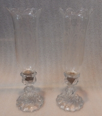1950/70 Paire de Bougeoirs En Cristal Photophores Baccarat Modèle Tors Signés