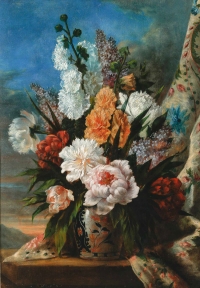 École Romantique Française l’Art du bouquet de Pivoine huile sur toile vers 1820-1830