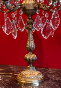 Paire de girandoles en bronze et cristal, XIXème siècle