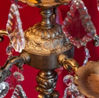 Paire de girandoles en bronze et cristal, XIXème siècle