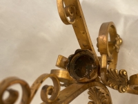 1870′ Paire de Cornets Baccarat Ou Similaires Monture Bronze ,Monogramme a la Couronne