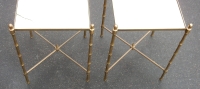 1970′ Paire de Bouts de Canapé Rectangulaires Maison Baguès Bronze Dorés Plateaux Miroir doré
