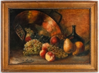 nature morte aux fruits huile sur toile signée Brunel Neuville