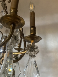 1880/1900′ Lustre Cage Maison Bagués Et Baccarat en Bronze Doré 12 Lumières