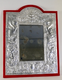 Miroir, XIXème siècle, en métal argenté à la feuille d&#039;argent, époque Napoléon III