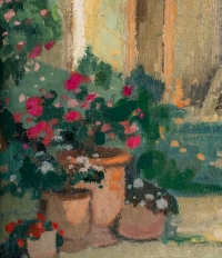 Lucien Adrion (1889-1953) - Vue d’une terrasse sur la Méditerranée huile sur toile vers 1920-1930