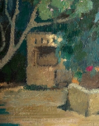 Lucien Adrion (1889-1953) - Vue d’une terrasse sur la Méditerranée huile sur toile vers 1920-1930