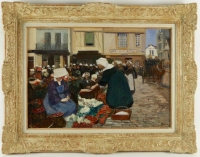 PIET Fernand (Paris 1869, 1942) Ecole Française - Vannes - La place du poids public - daté 1903