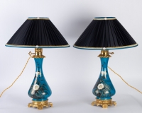 Paire de lampes en porcelaine et laiton 19e siècle Napoléon III