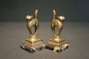 Paire de Chats Cubiste en Bronze