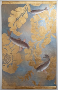 Toile peinte représentant des poissons, travail contemporain