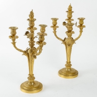 A Napoleon III Period (1851 - 1870) Pair of Candelsticks.