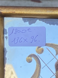 1960/70 Miroir aux Chinois Décor Eglomisé Et Cadre Feuilles d’Or DLG Pansard 136 X 96 cm