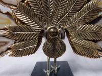 1970′ Paon En Bronze Doré Faisant La Roue Orné De 9 Agates DLG Duval Brasseur Ou Isabelle Faure