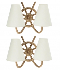 1950s Pair of Audoux &amp; Minet Marin Rope Sconces
